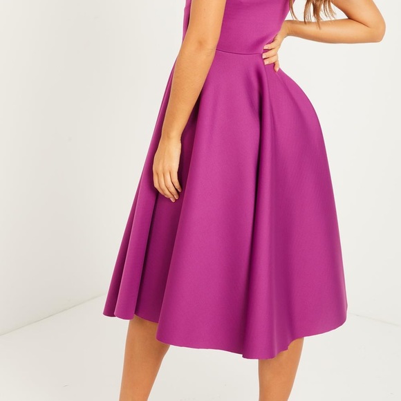 Quiz Scuba Crepe Cross Front Midi Skater Dress - Picture 6 of 10